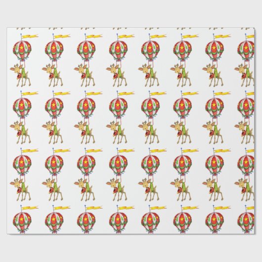 Ballon Flying Reindeer Cadeaupapier (Vlak)