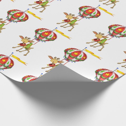 Ballon Flying Reindeer Cadeaupapier (Hoek)