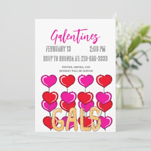 Ballon Galentine's uitnodiging (Staand voorkant)