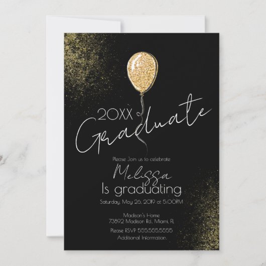 Ballon Glitter College Highschool Afstuderen Kaart (Voorkant)