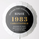 Ballon Gonflable 40th Birthday 1983 Ajouter Nom Black Gold<br><div class="desc">Un magnifique design or d'anniversaire sur un ballon de fête pour cette célébration spéciale. Customisez facilement le texte à l'aide du modèle fourni. Une partie de la gamme de normes d'établissement de fournitures d'anniversaire.</div>