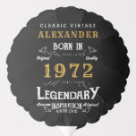 Ballon Gonflable 50th Birthday 1972 Black Gold Ajouter Nom Retro<br><div class="desc">Un design de ballon classique personnalisé pour cette fête d'anniversaire. Plus de cadeaux et de fournitures de fête disponibles avec le design "légendaire" dans le magasin.</div>