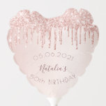Ballon Gonflable Anniversaire rose parties scintillant or goutte gl<br><div class="desc">Girly and trendy balloons for a 50th (or any age) birthday party. A feminine light pink, rose gold background decorated with faux-rose gold glitter drips. Modèles pour une date et un nom/age 50. Curved text and dark rose ondulé. The name is written with a moderne main littéed style script. Parfait...</div>