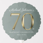 Ballon Gonflable Classy 70th Birthday Gold Typographie Sage Green<br><div class="desc">Classy 70th Birthday Gold Typography Sage Green Balloon. Conception simple mais classe de thème d'anniversaire avec l'année de naissance jalon dans l'effet de texte en or solide! Design élégant pour tout genre, homme ou femme. C'est certainement une façon solide de célébrer votre anniversaire ! Consultez la collection pour coordonner les...</div>