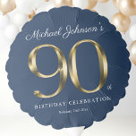 Ballon Gonflable Classy Gold Navy Blue Custom 90th Birthday Party<br><div class="desc">Classy Gold Navy Blue Custom 90th Birthday Party Balloon. Conception simple mais classe de thème d'anniversaire avec l'année de naissance jalon dans l'effet de texte en or solide! Design élégant pour tout genre, homme ou femme. C'est certainement une façon solide de célébrer votre anniversaire ! Consultez la collection pour coordonner...</div>