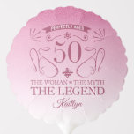 Ballon Gonflable Custom Cute Happy 50th Birthday<br><div class="desc">Fournitures élégantes personnalisables pour les fêtes d'anniversaire pour les femmes,  avec fausse parties scintillant rose. Personnalisez-le en ajoutant le nom de la fille d'anniversaire.</div>