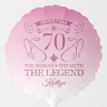 Ballon Gonflable Custom Cute Happy 70th Birthday<br><div class="desc">Fournitures élégantes personnalisables pour les fêtes d'anniversaire pour les femmes,  avec fausse parties scintillant rose. Personnalisez-le en ajoutant le nom de la fille d'anniversaire.</div>