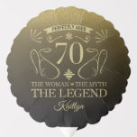 Ballon Gonflable Custom Cute Happy 70th Birthday<br><div class="desc">Fournitures élégantes personnalisables pour les fêtes d'anniversaire pour les femmes,  avec parties scintillant en faux noir et or. Personnalisez-le en ajoutant le nom de la fille d'anniversaire.</div>