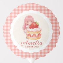 Fille à l'aquarelle sucrée aux fraises 1er anniver