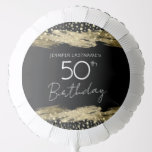 Ballon Gonflable Gold 50th Birthday Party<br><div class="desc">Tout le texte est ajustable et facile à changer pour vos besoins de partie. Faux coups de peinture or. fête du 50e anniversaire or et confetti noir.</div>