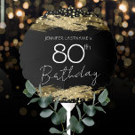 Ballon Gonflable Gold 80th Birthday Party<br><div class="desc">Tout le texte est ajustable et facile à changer pour vos besoins de partie. Faux coups de peinture or. fête du 80e anniversaire or et confetti noir.</div>