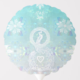 Ballon Gonflable Mariage romantique paon, coeur et bleu aqua
