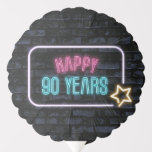 Ballon Gonflable Neon 90th Birthday Marquee On Brick<br><div class="desc">Panneau lumineux de marquise de néon avec une étoile sur brique gris foncé pour 90e anniversaire.</div>