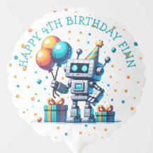 Pixel Art Robot en Orange et Turquoise anniversair