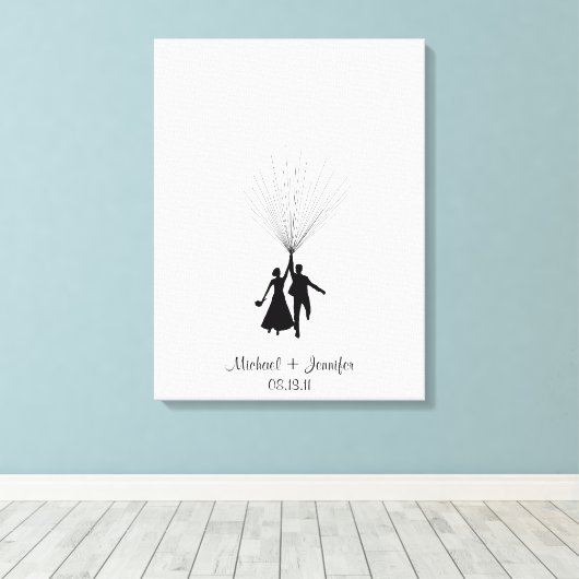 Ballon Guestbook Weddenschap Fingerprint Canvas Afdruk (Insitu (Houten vloer))