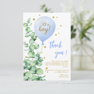 Ballon Het is een Baby shower. Dank je. Bedankkaart