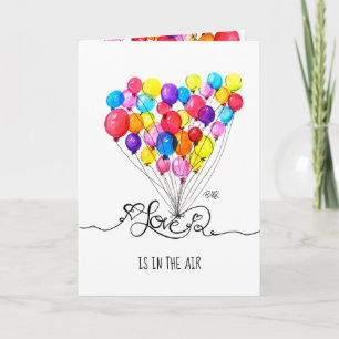 BALLON LOVE hangt in de lucht Hart Valentijnsd Feestdagen Kaart