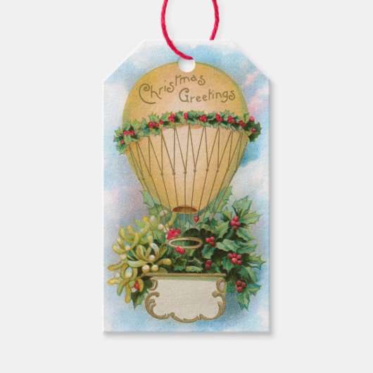 ballon met Mistletoe en Holly Cadeaulabel (Voorkant)