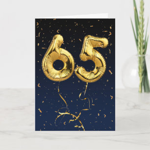 Ballon Mylar or et carte à confettis pour 65e anni