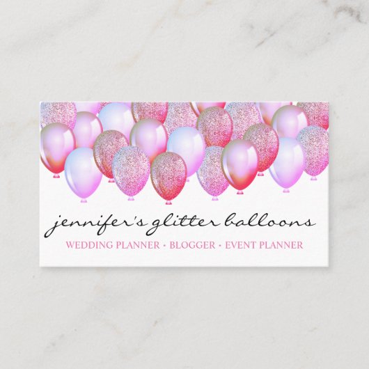 Ballon Party Planner Glitter Organization Agent Visitekaartje (Voorkant)