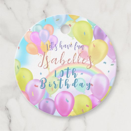 Ballon Pastel Verjaardag Bedankjes Labels (Voorkant)