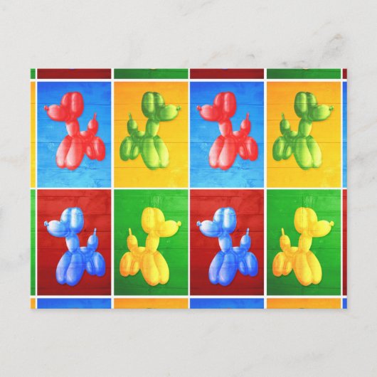 Ballon Poodle Briefkaart (Voorkant)