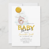 Ballon Rabbit Baby shower Invitation Aankondiging (Voorkant)