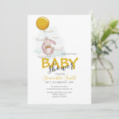 Ballon Rabbit Baby shower Invitation Aankondiging (Staand voorkant)