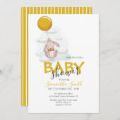 Ballon Rabbit Baby shower Invitation Aankondiging (Voorkant / Achterkant)
