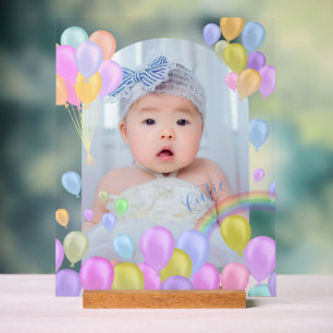 Ballon Rainbow Baby Foto Acryl Bord