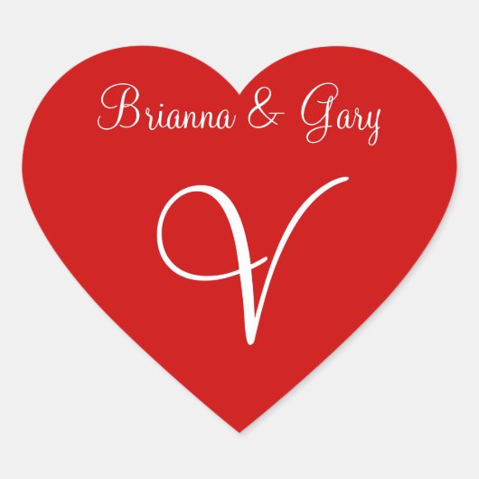 Ballon Red je monogram bruiloft Hart Sticker (Voorkant)
