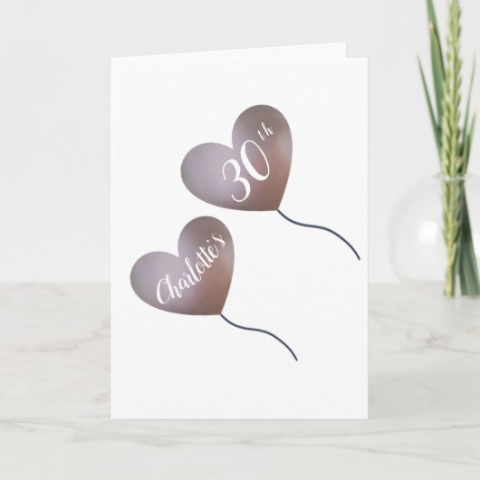 ballon rose carte personnalisée 30e anniversaire (Devant)