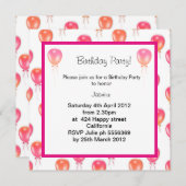 ballon rose orange ANNIVERSAIRE INVITATION (Devant / Derrière)