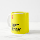 Ballon Rouge Mug Joyeux Anniversaire Jaune (Devant gauche)