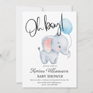 ballon schattige olifant baby shower uitnodiging