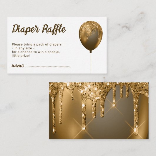 Ballon Sparkle Bronze Party Glitz Diaper Raffles Informatiekaartje (Voorkant / Achterkant)