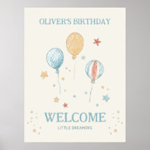Ballon & Ster Verjaardagsfeest 18x24 Welkom Poster