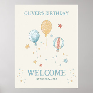 Ballon & Ster Verjaardagsfeest 18x24 Welkom Poster