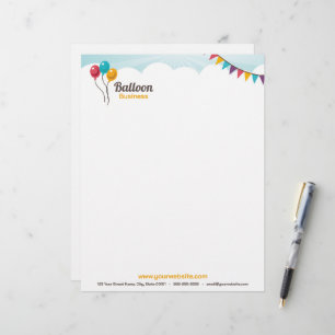 Ballon Verjaardagsfeestje Letterhead Briefhoofd