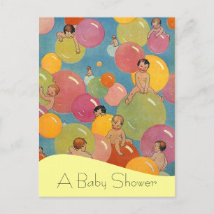 Ballon vintage d'annonces de baby shower de carte