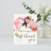 Ballon Vlaggen Slag Thank you Verjaardagsfoto  Briefkaart (Staand voorkant)