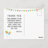 Ballon Vlaggen Slag Thank you Verjaardagsfoto  Briefkaart (Achterkant)