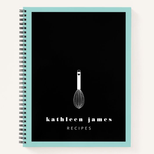Ballon Whisk Turquoise Black Voeg Jouw naam toe Notitieboek (Voorkant)