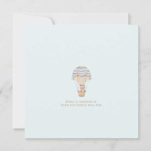 Ballon Woodland Teddy Bear Baby shower Invitation Kaart (Achterkant)