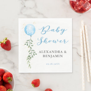 Ballon Zachte Groene Stof Blauw Jongen Baby Shower Servet