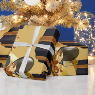 Ballon Zwart & Goud Cadeaudoos Mat Zwrapapier Cadeaupapier