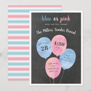 ballonbundel Gender Reveal Party Uitnodiging