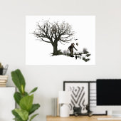 Ballonclown Old Tree & Black Birds Original Poster (Thuiskantoor)