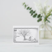 Ballonclown & Ravens by Creepy Tree - B&W Visitekaartje (Staand voorkant)