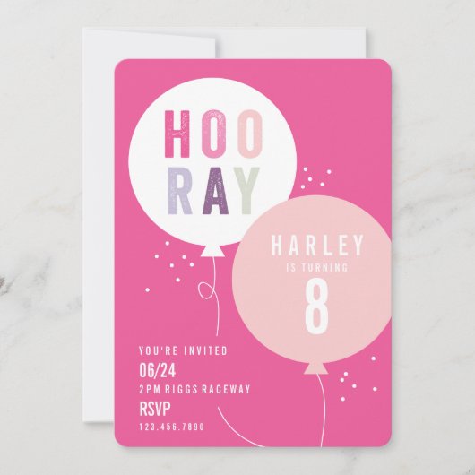 Ballonge kinderen verjaardagsfeest kaart (Voorkant)